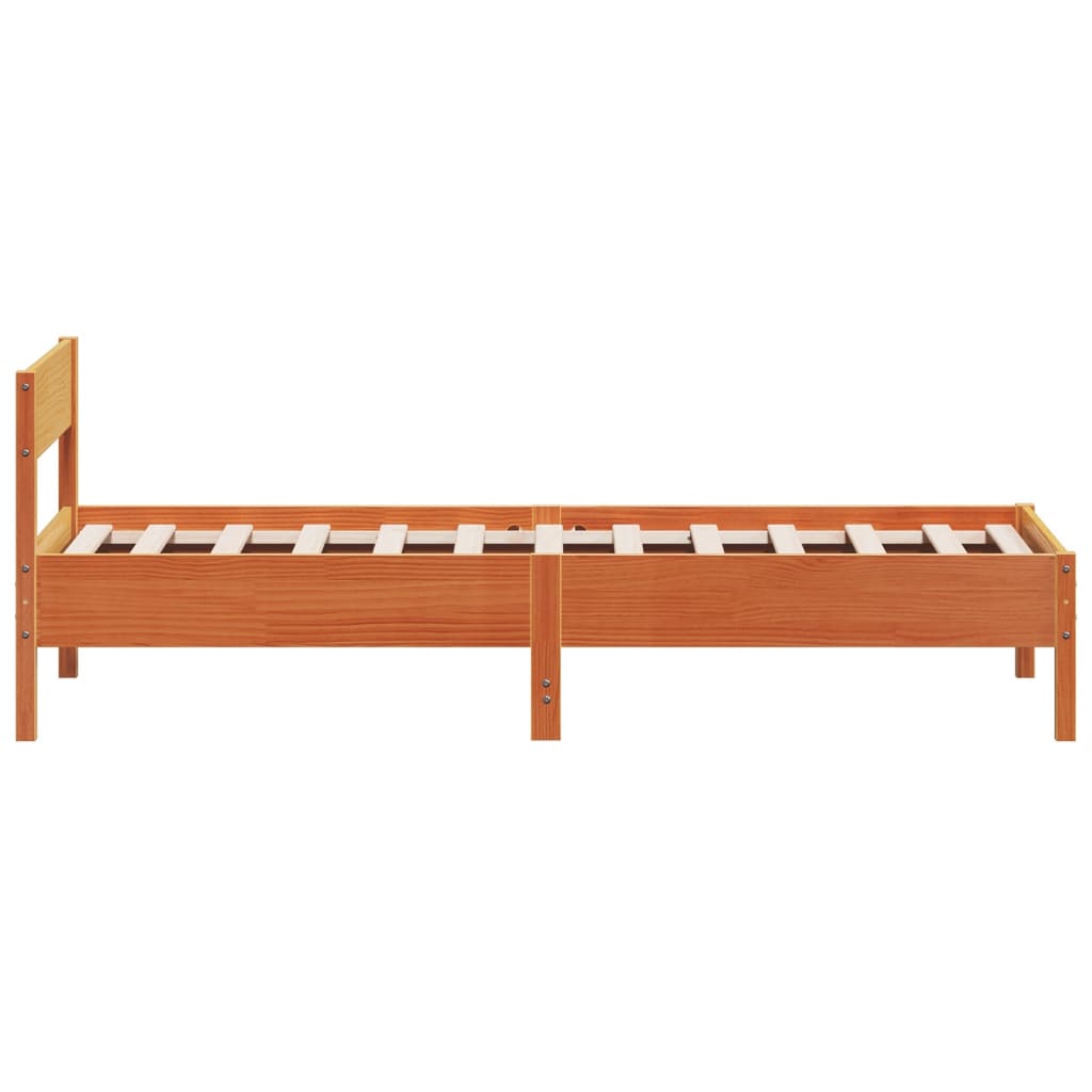 vidaXL Bed Frame without Mattress Wax Brown 90x190 cm Single Solid Wood Pine