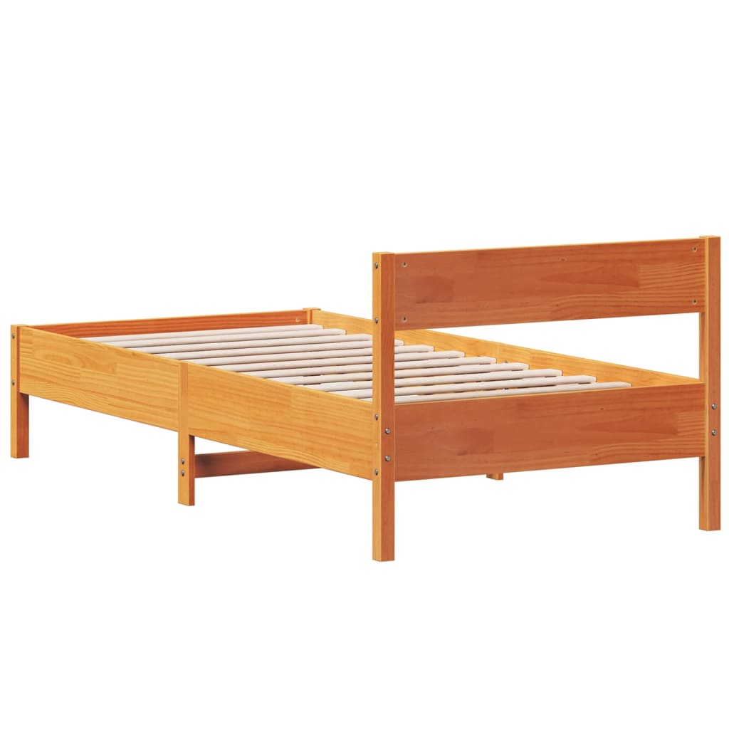 vidaXL Bed Frame without Mattress Wax Brown 90x190 cm Single Solid Wood Pine