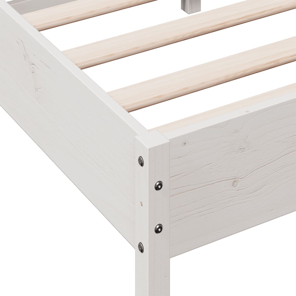 Bed Frame without Mattress White 75x190 cm Small Single Solid Wood Pine