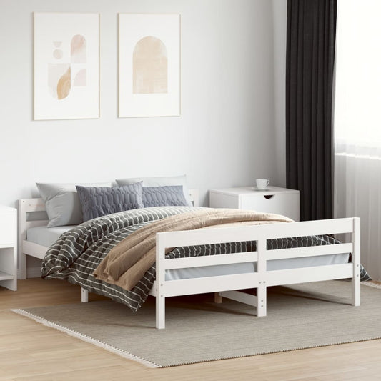 vidaXL Bed Frame without Mattress White 140x200 cm Solid Wood Pine