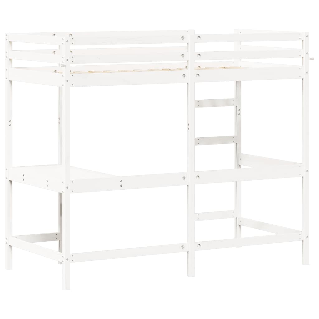 Loft Bed without Mattress White 90x190 cm Single Solid Wood Pine