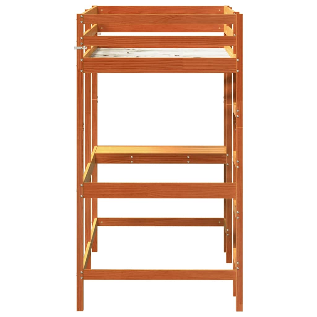 Loft Bed without Mattress Wax Brown 90x190 cm Single Solid Wood Pine