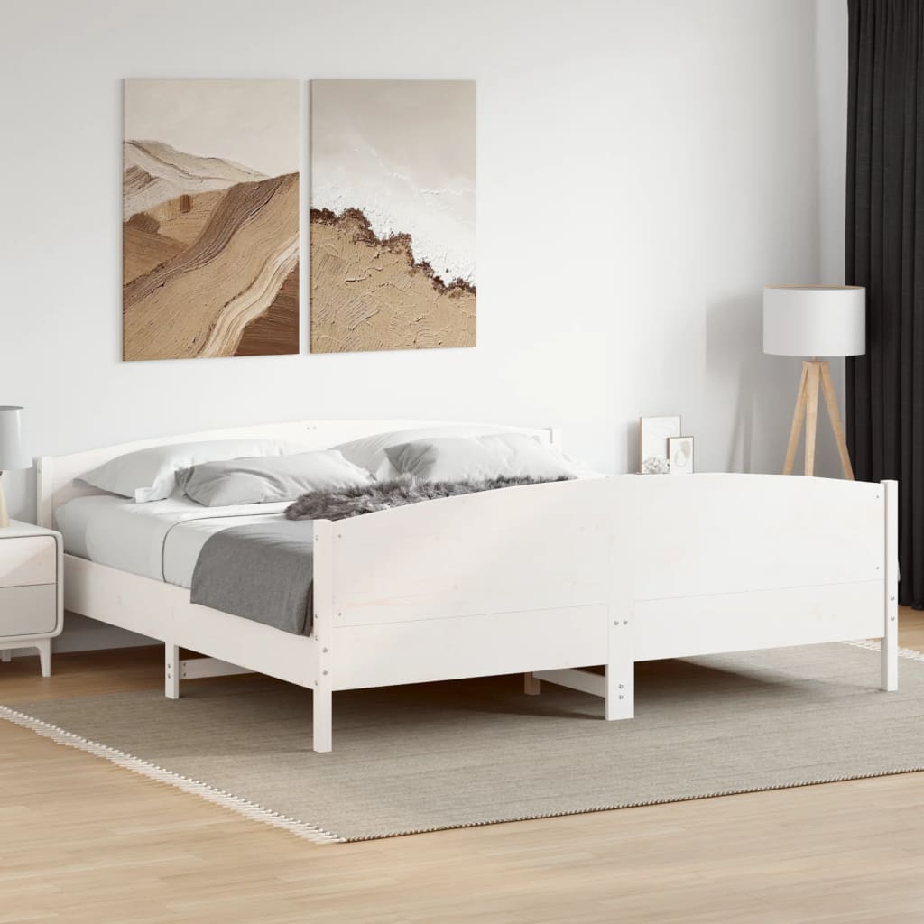 vidaXL Bed Frame without Mattress White 200x200 cm Solid Wood Pine