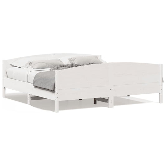 vidaXL Bed Frame without Mattress White 200x200 cm Solid Wood Pine