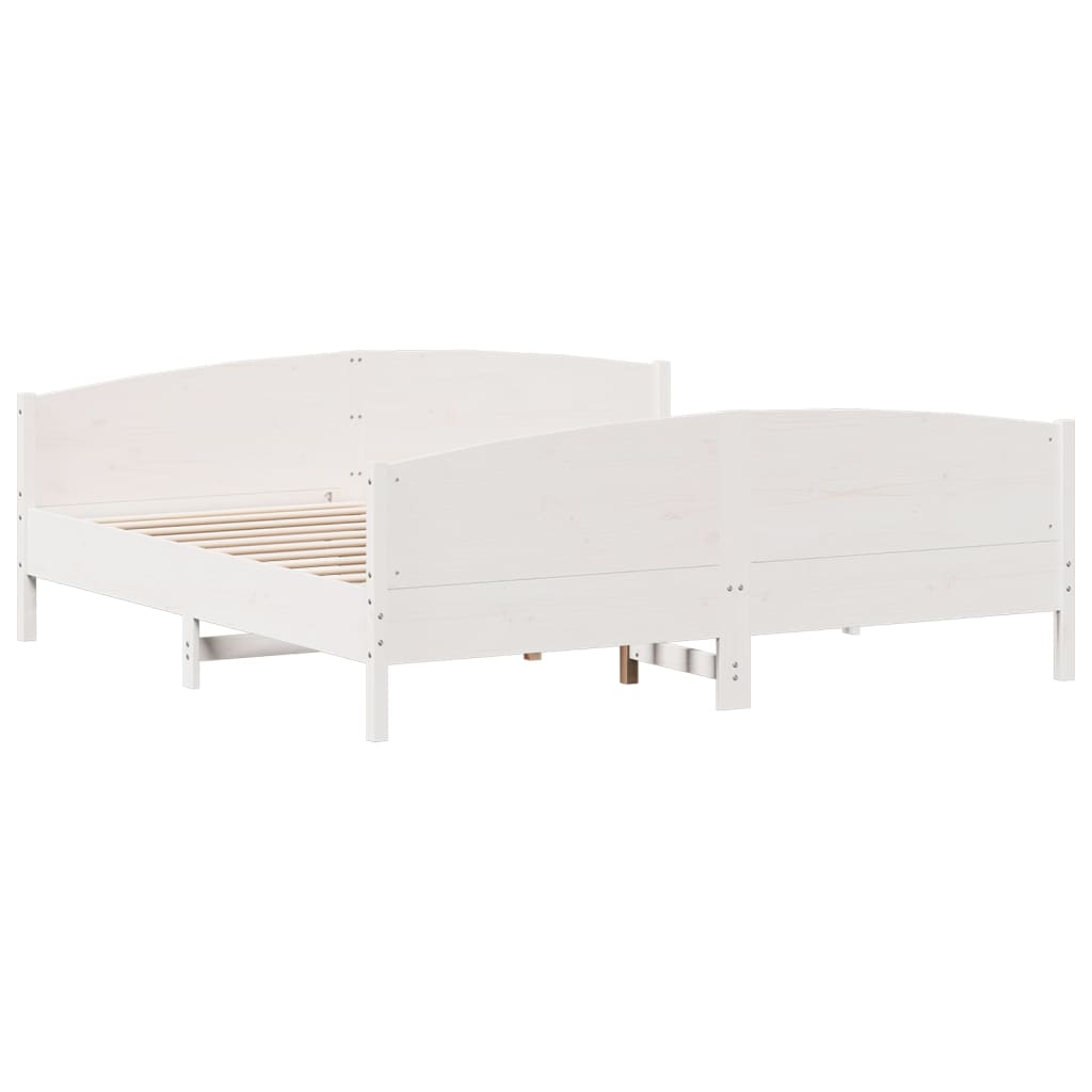 vidaXL Bed Frame without Mattress White 180x200 cm Super King Solid Wood Pine