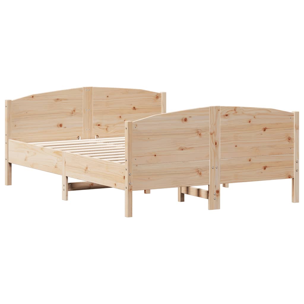 vidaXL Bed Frame without Mattress 150x200 cm King Size Solid Wood Pine