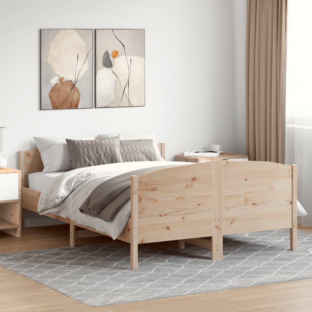 vidaXL Bed Frame without Mattress 150x200 cm King Size Solid Wood Pine