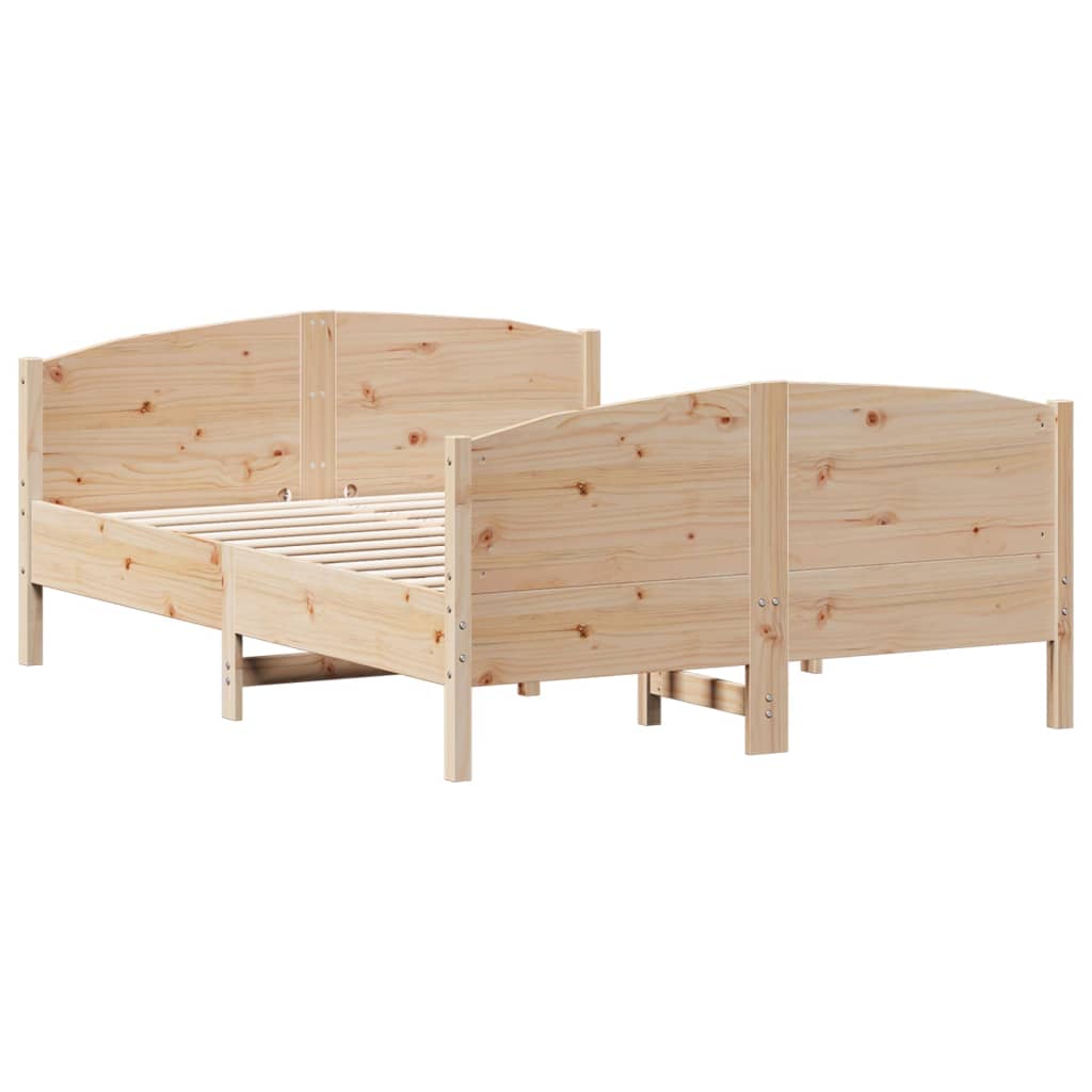 vidaXL Bed Frame without Mattress 150x200 cm King Size Solid Wood Pine