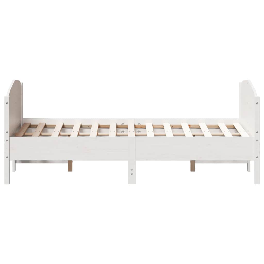 Bed Frame without Mattress White 150x200 cm King Size Solid Wood Pine