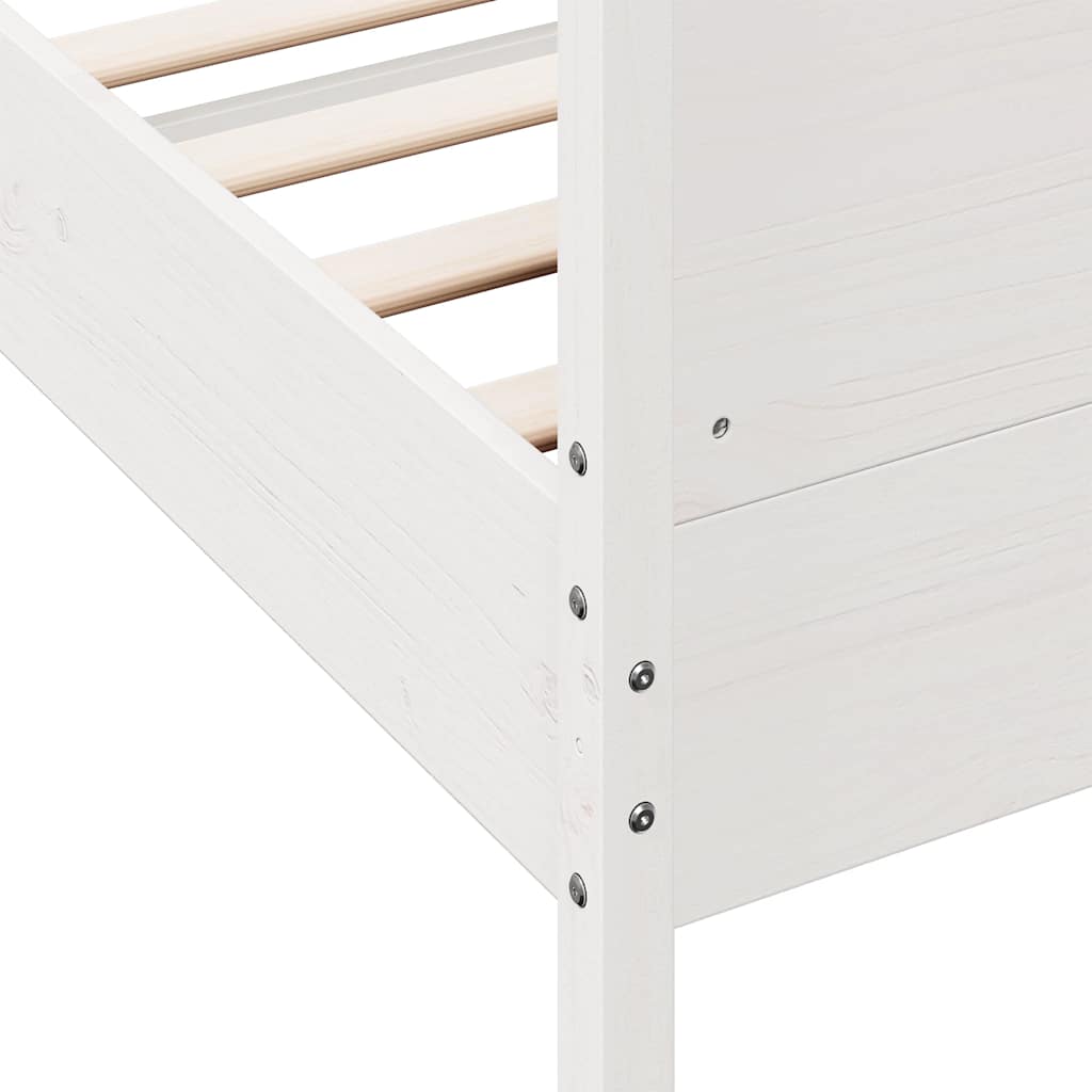 Bed Frame without Mattress White 150x200 cm King Size Solid Wood Pine