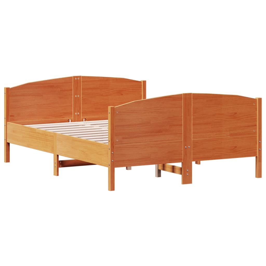 vidaXL Bed Frame without Mattress Wax Brown 150x200 cm King Size Solid Wood Pine