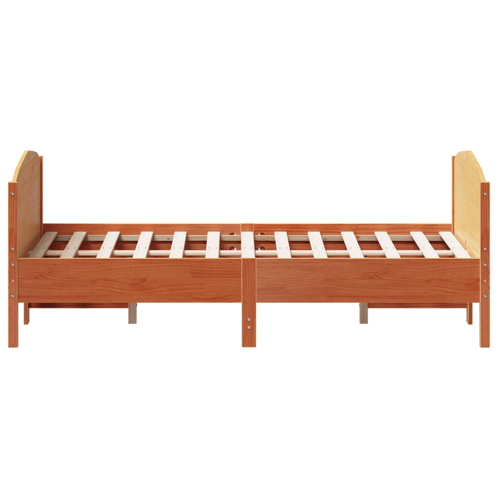 vidaXL Bed Frame without Mattress Wax Brown 150x200 cm King Size Solid Wood Pine