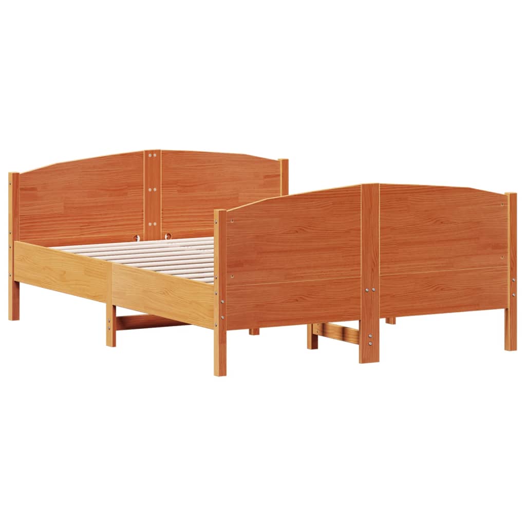 vidaXL Bed Frame without Mattress Wax Brown 150x200 cm King Size Solid Wood Pine