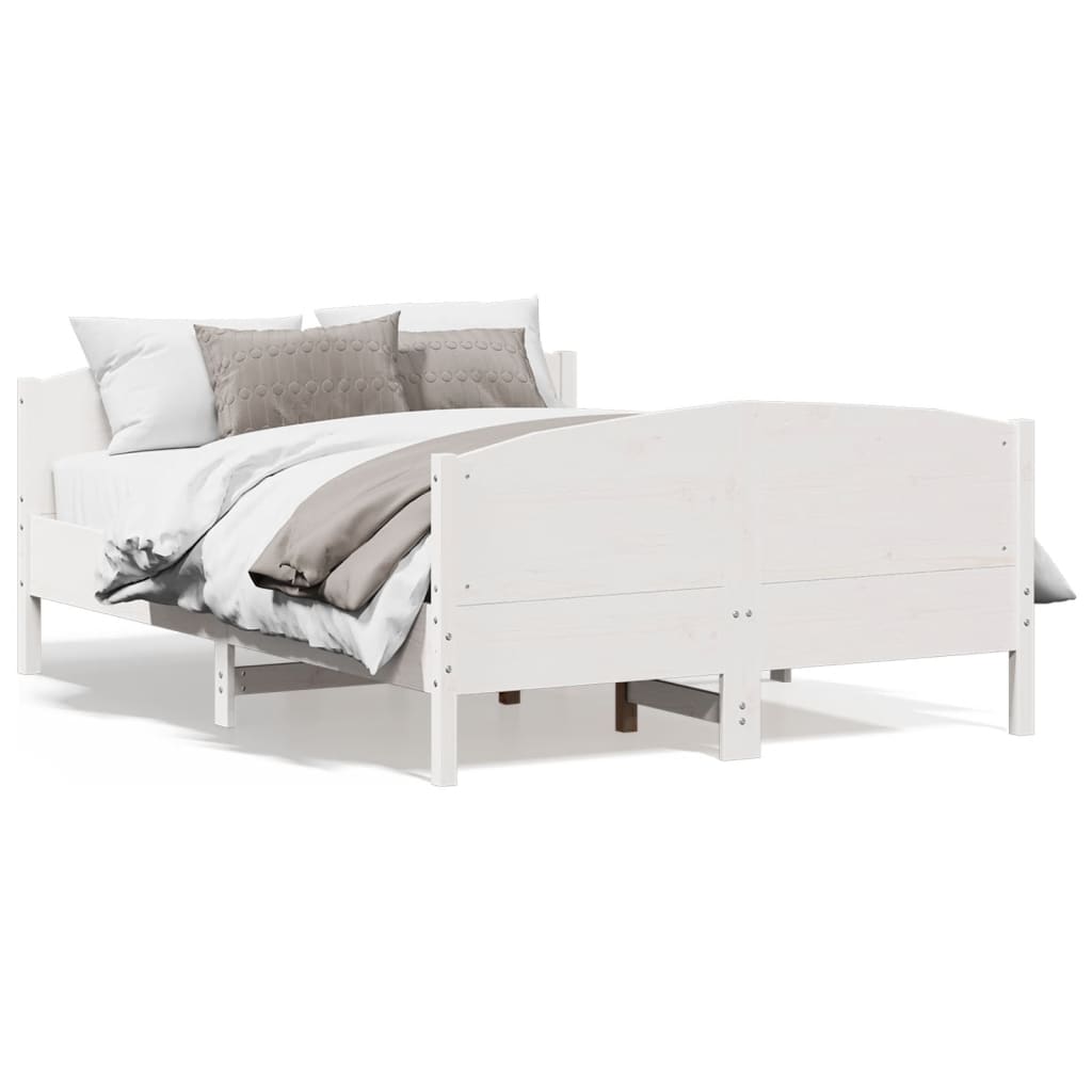 Bed Frame without Mattress White 140x200 cm Solid Wood Pine