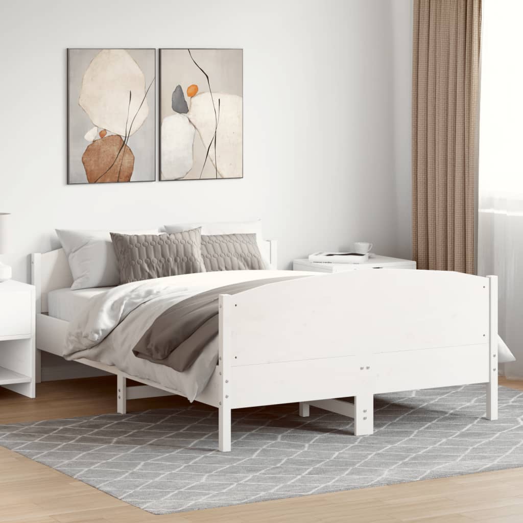 Bed Frame without Mattress White 140x200 cm Solid Wood Pine