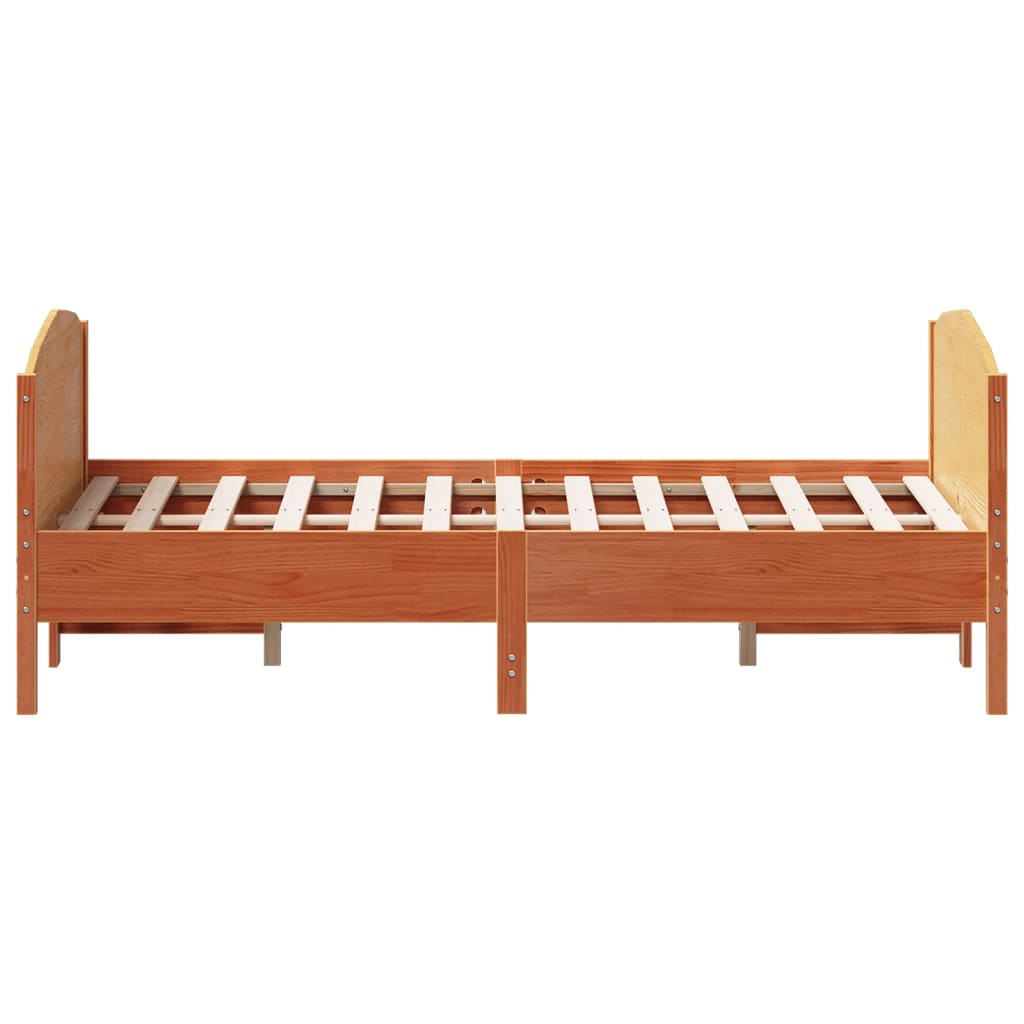 Bed Frame without Mattress Wax Brown 140x200 cm Solid Wood Pine
