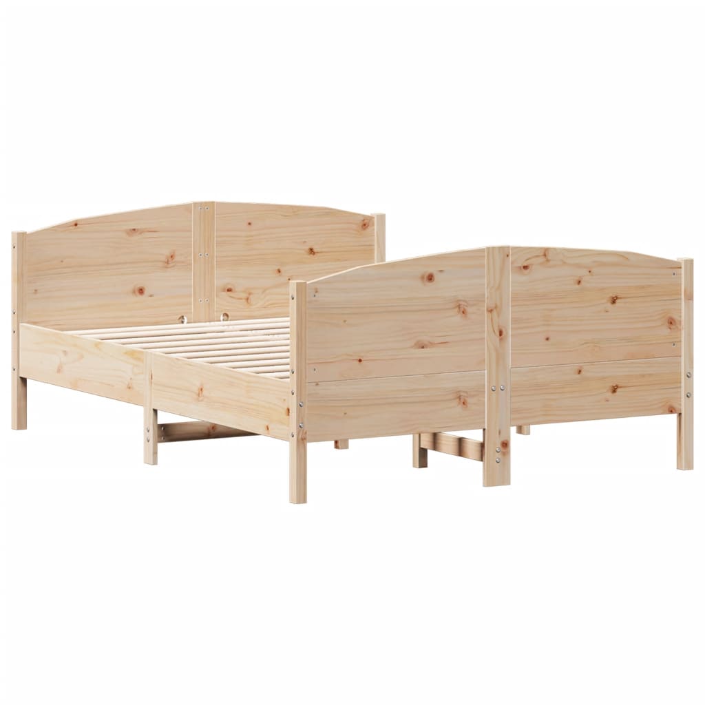 vidaXL Bed Frame without Mattress 135x190 cm Double Solid Wood Pine