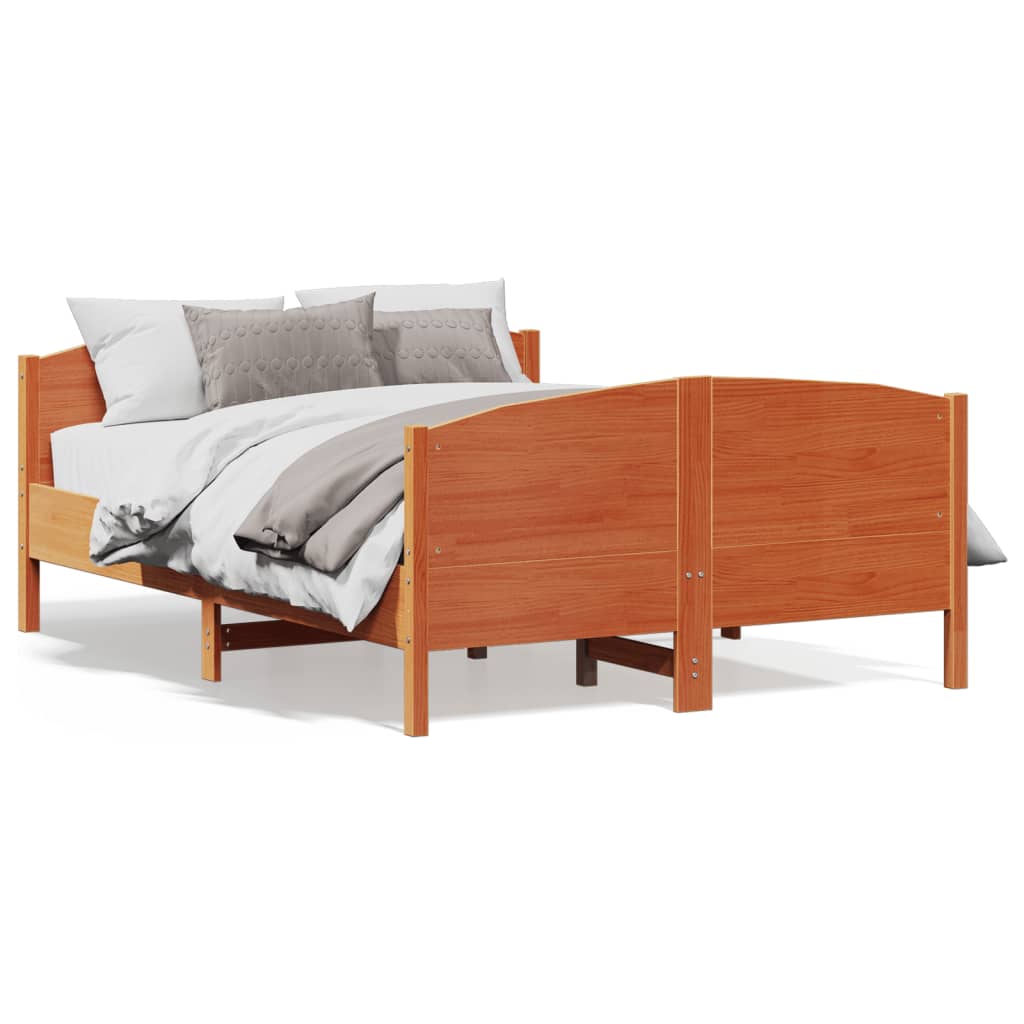 Bed Frame without Mattress Wax Brown 120x190 cm Small Double Solid Wood Pine