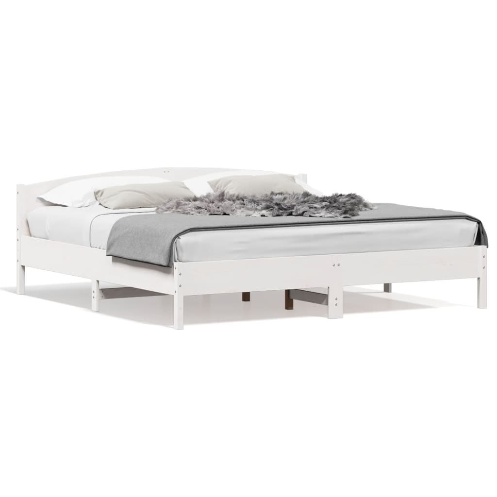 Bed Frame without Mattress White 200x200 cm Solid Wood Pine