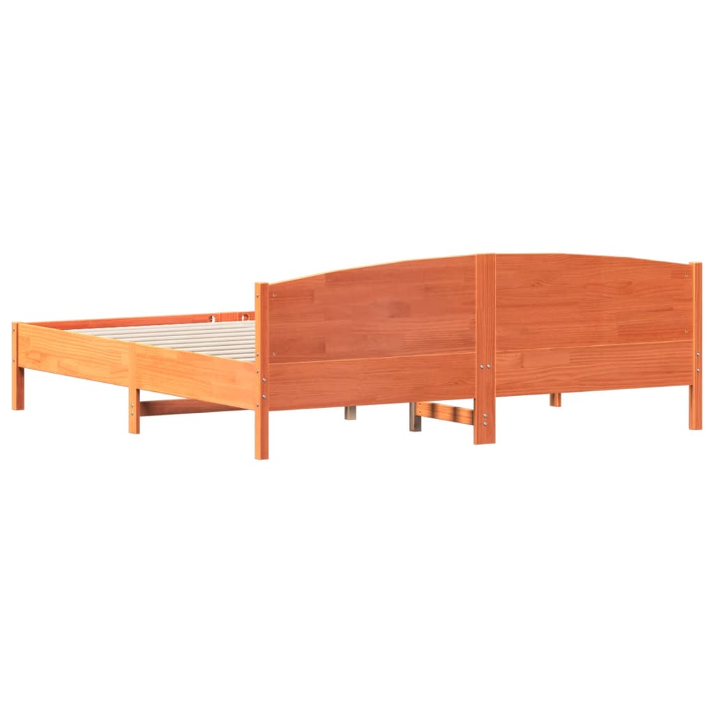 vidaXL Bed Frame without Mattress Wax Brown 200x200 cm Solid Wood Pine