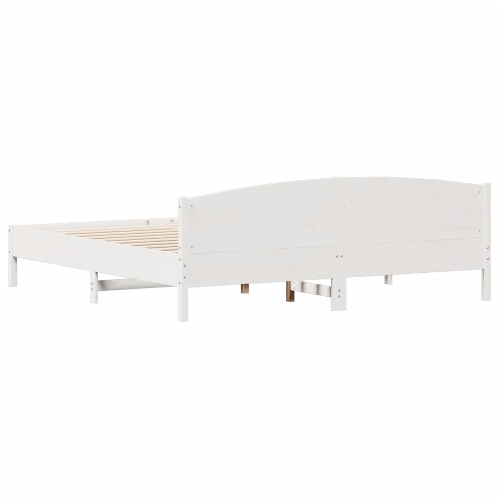 Bed Frame | White | Solid pine wood | Super King | Bed Frame