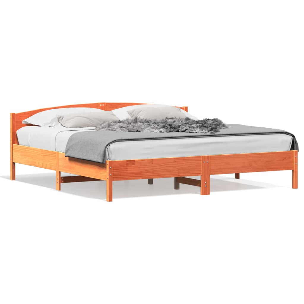 Bed Frame without Mattress Wax Brown 180x200 cm Super King Solid Wood Pine