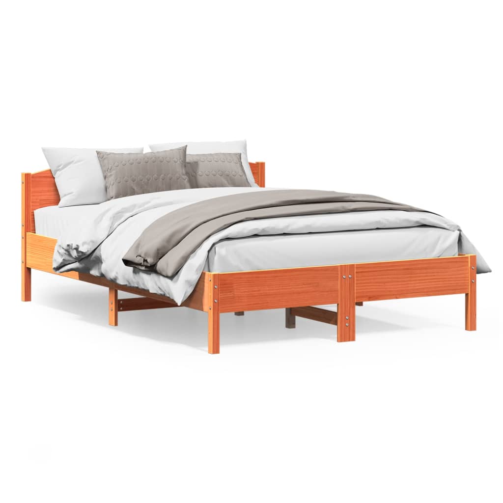 Bed Frame | Wax Brown | Solid Pine Wood | Double | Bed Frame