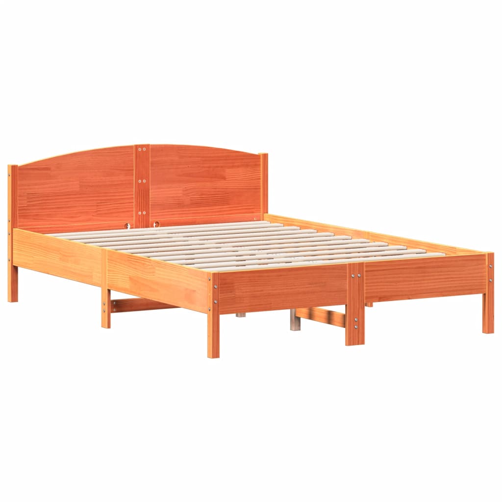 Bed Frame | Wax Brown | Solid Pine Wood | Double | Bed Frame
