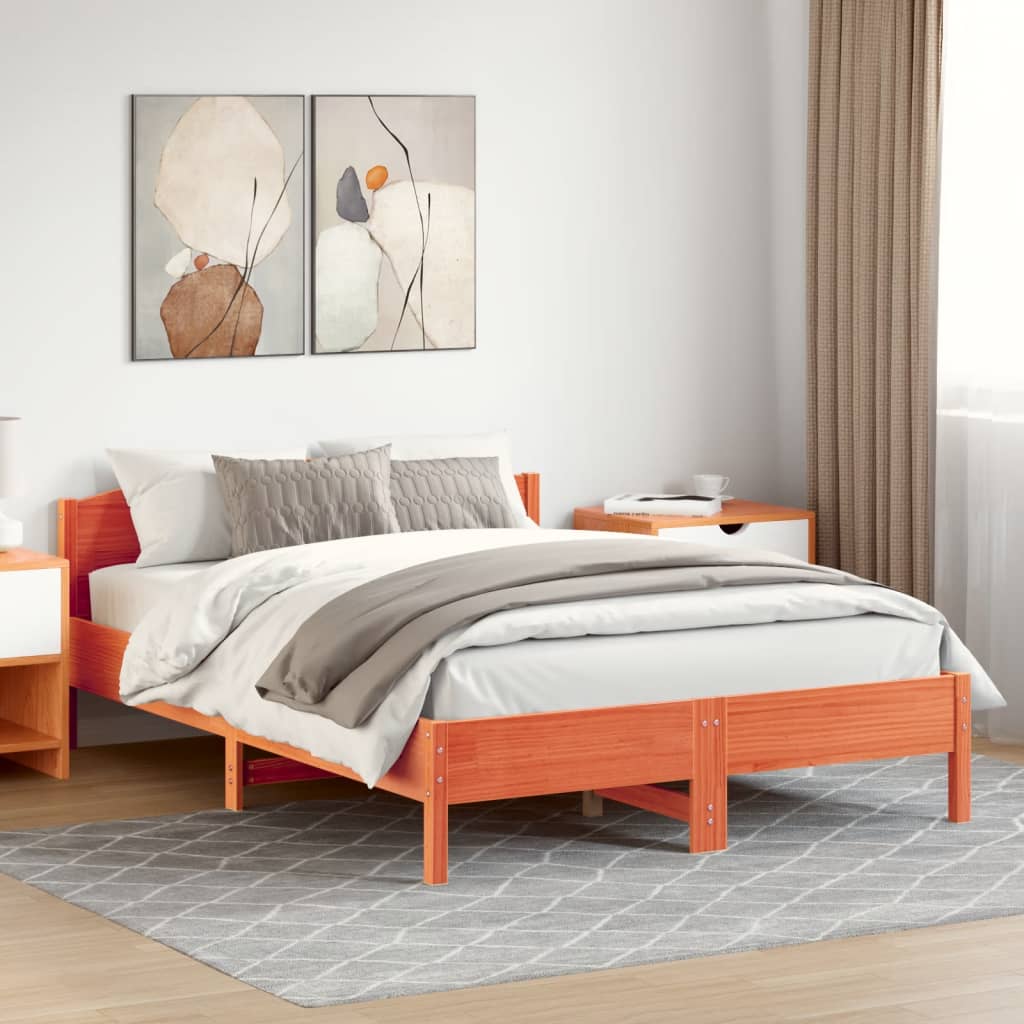 Bed Frame | Wax Brown | Solid Pine Wood | Double | Bed Frame