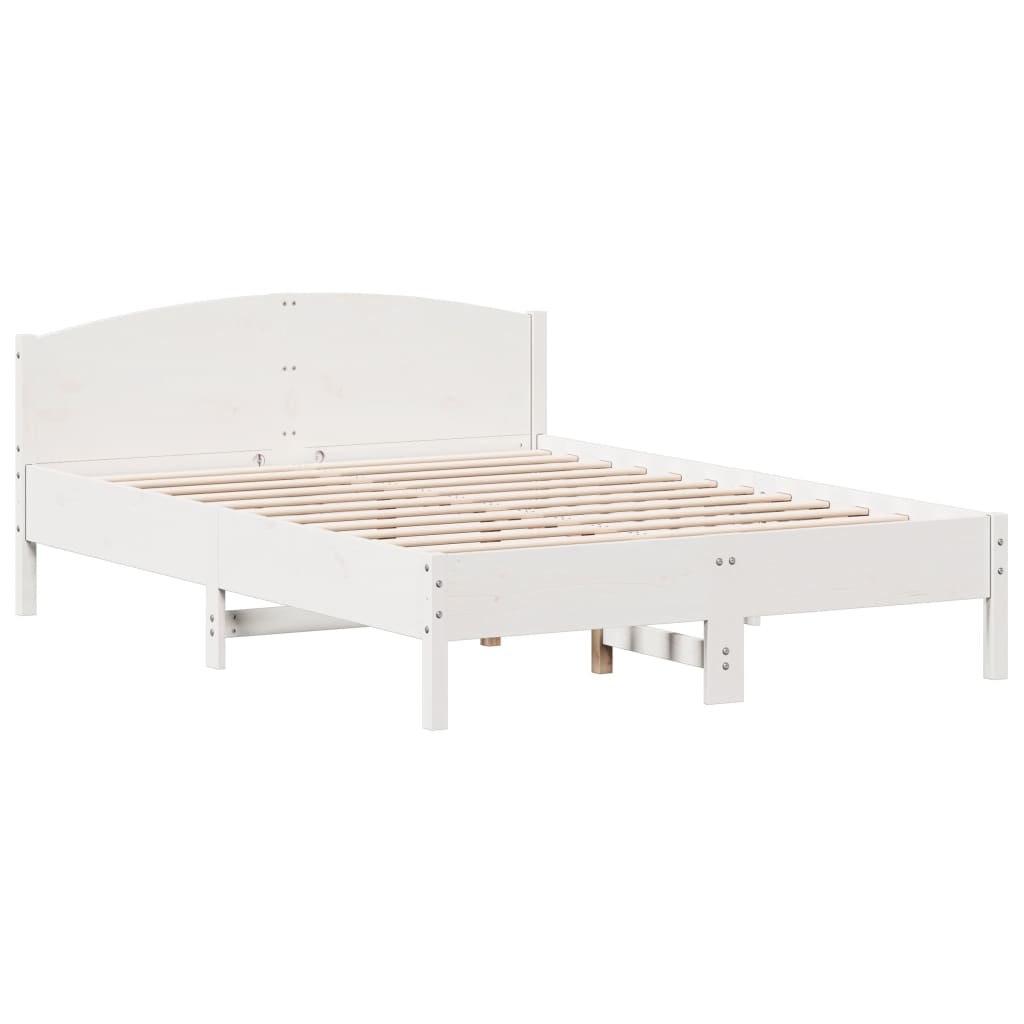 vidaXL Bed Frame without Mattress White 150x200 cm King Size Solid Wood Pine