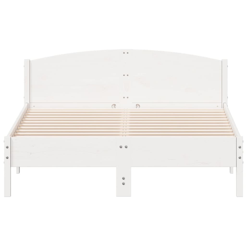 vidaXL Bed Frame without Mattress White 150x200 cm King Size Solid Wood Pine