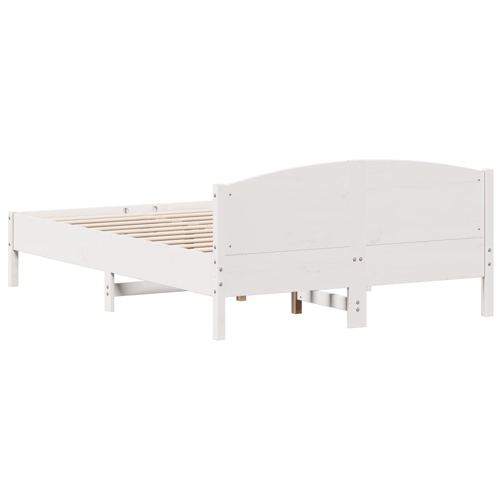 vidaXL Bed Frame without Mattress White 150x200 cm King Size Solid Wood Pine