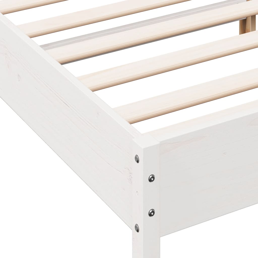 vidaXL Bed Frame without Mattress White 150x200 cm King Size Solid Wood Pine