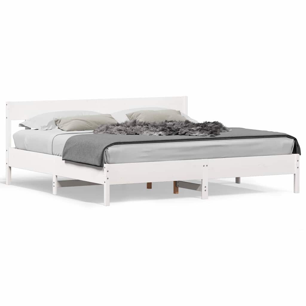 Bed Frame without Mattress White 180x200 cm Super King Solid Wood Pine