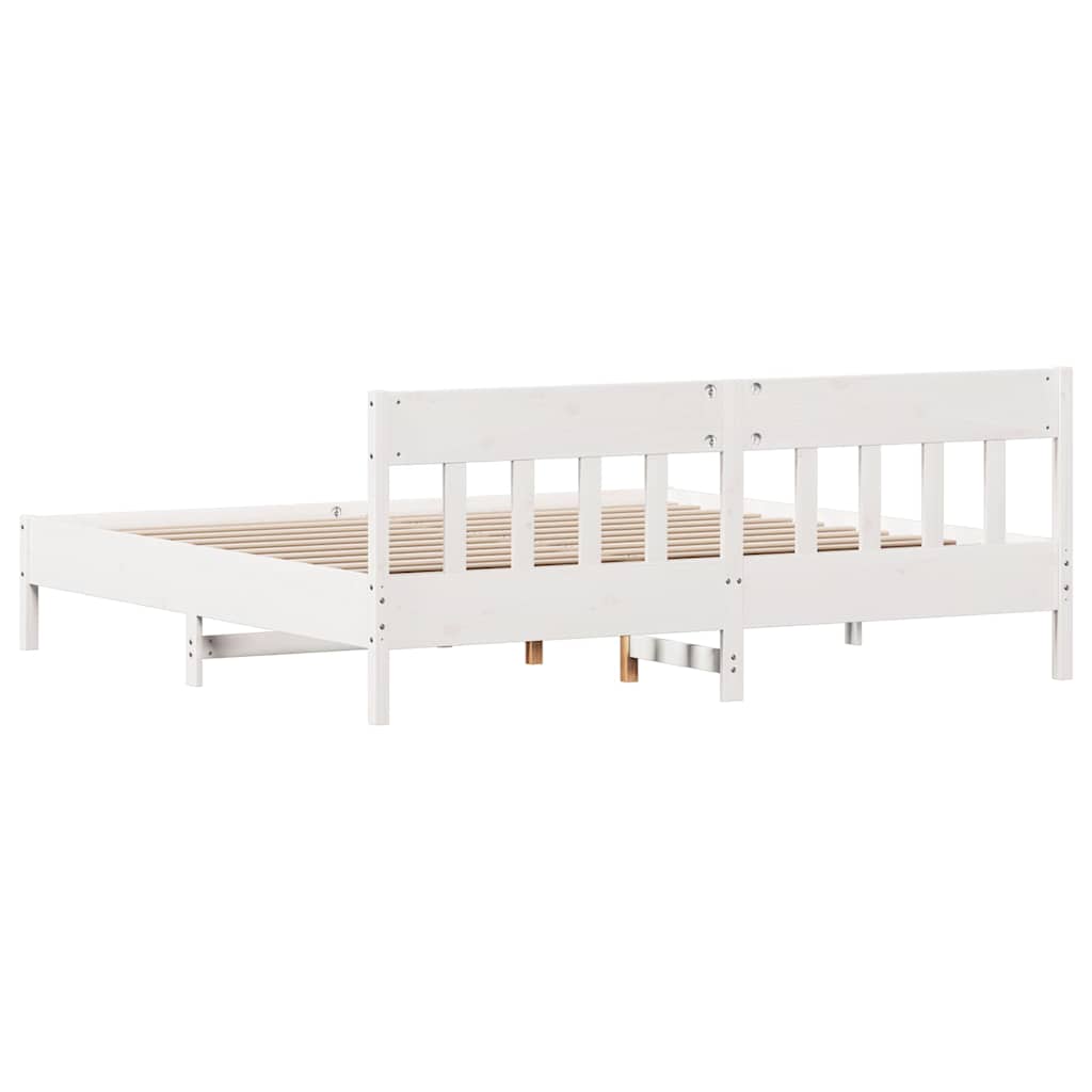 Bed Frame without Mattress White 180x200 cm Super King Solid Wood Pine