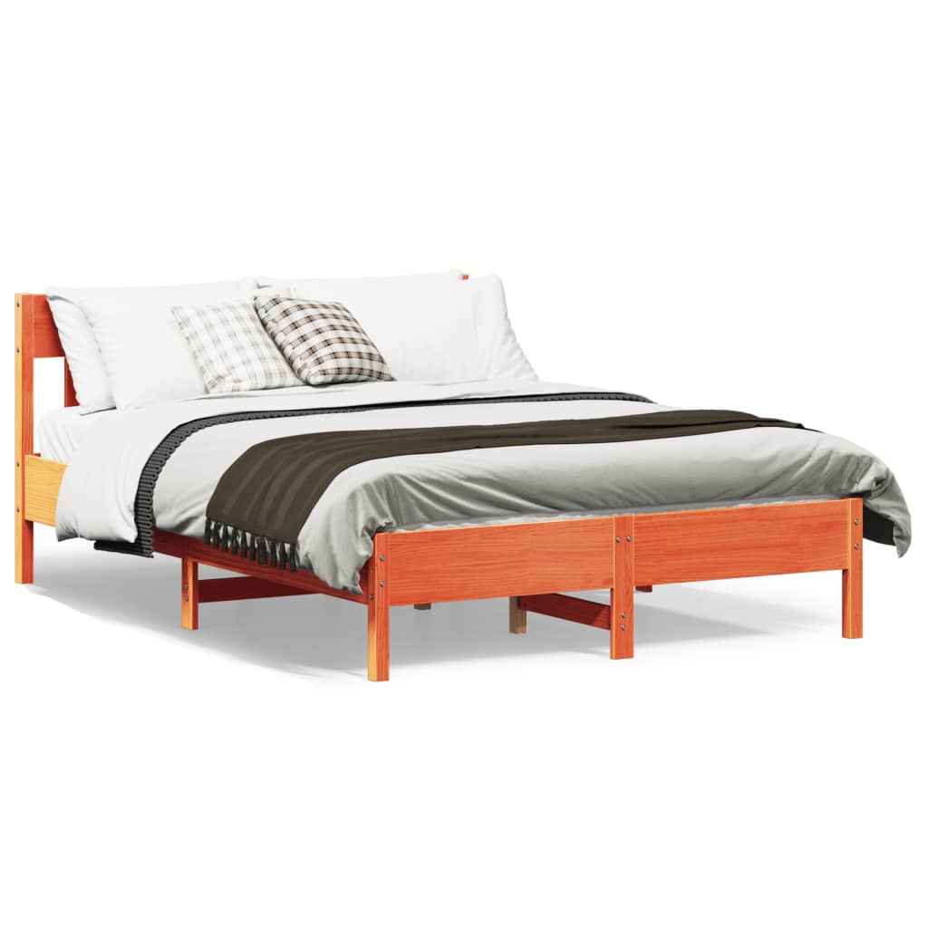 Bed Frame without Mattress Wax Brown 160x200 cm Solid Wood Pine