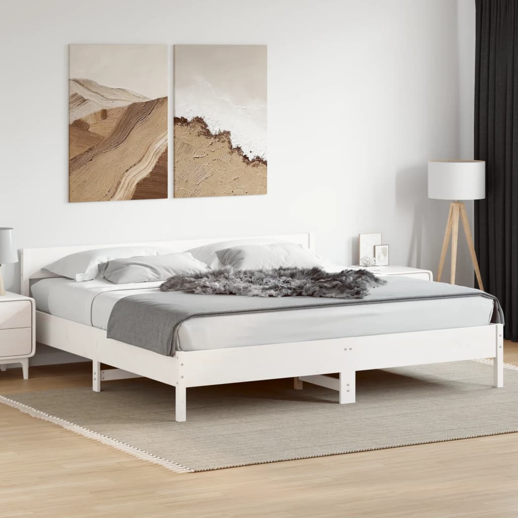 vidaXL Bed Frame without Mattress White 200x200 cm Solid Wood Pine