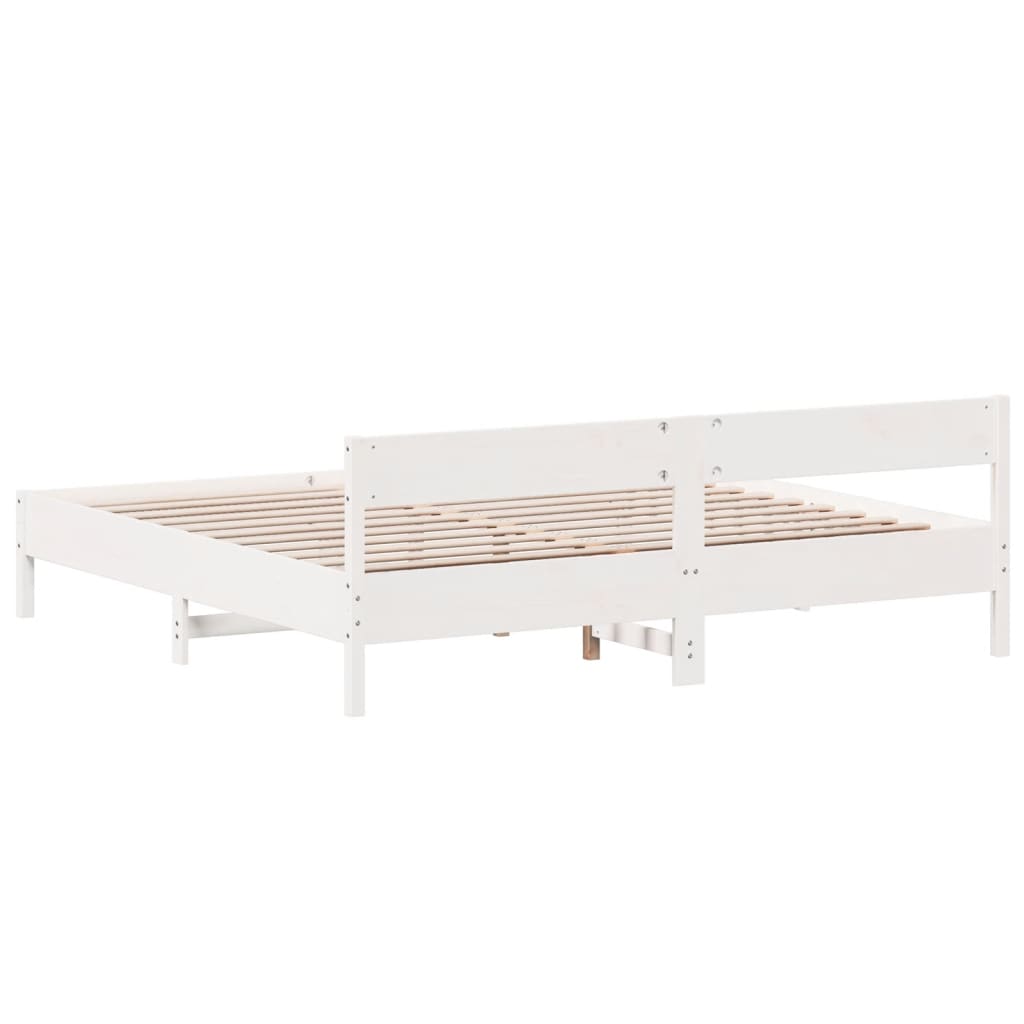 vidaXL Bed Frame without Mattress White 200x200 cm Solid Wood Pine