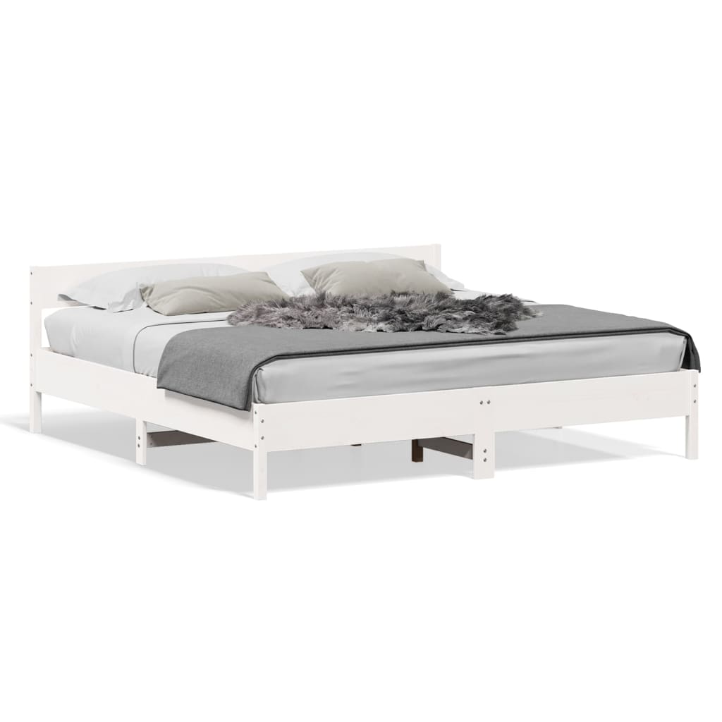 vidaXL Bed Frame without Mattress White 200x200 cm Solid Wood Pine