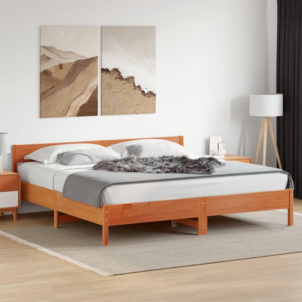 vidaXL Bed Frame without Mattress Wax Brown 200x200 cm Solid Wood Pine