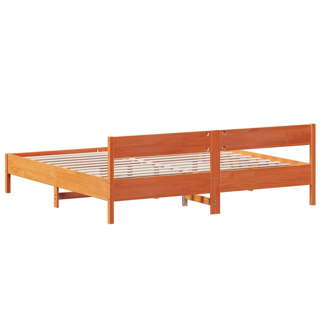 vidaXL Bed Frame without Mattress Wax Brown 200x200 cm Solid Wood Pine