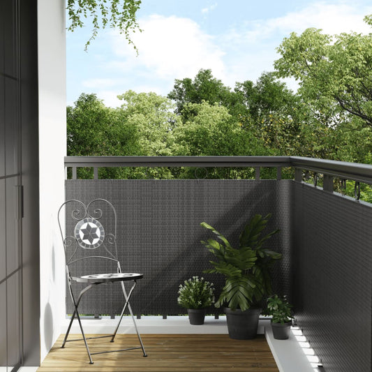 vidaXL Balcony Screen Anthracite 500x100 cm Poly Rattan