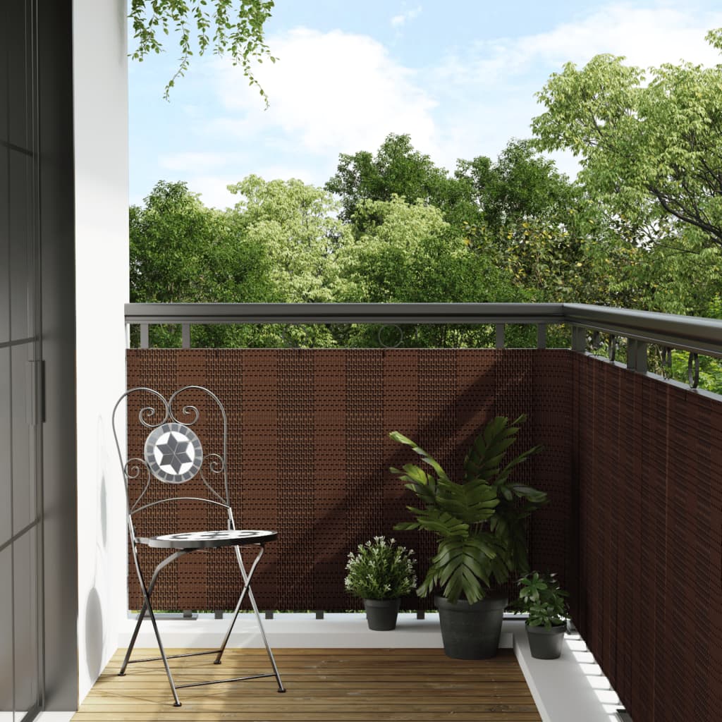 vidaXL Balcony Screen Brown and Black 400x80 cm Poly Rattan