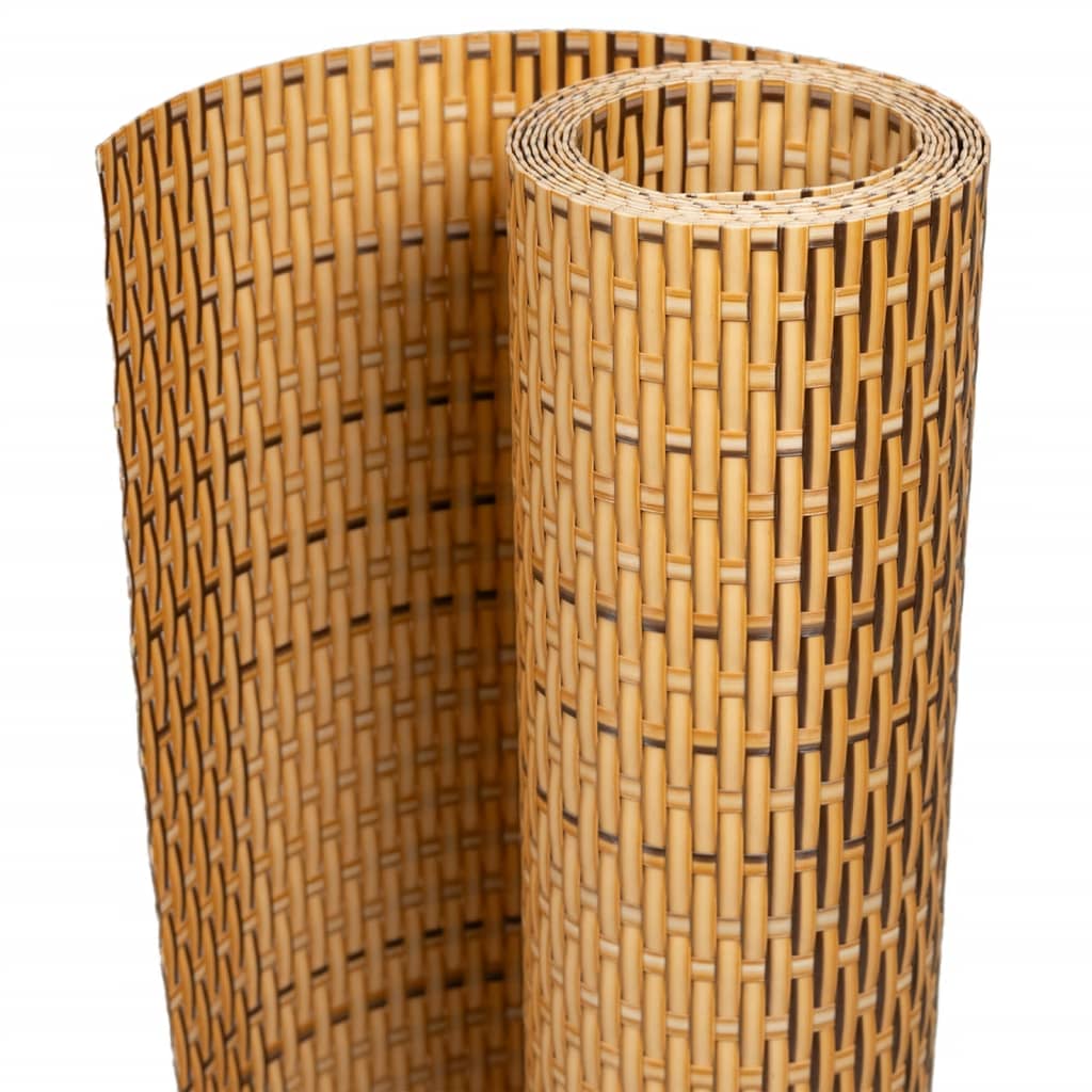 Balcony Screen Light Brown 1000x100 cm Poly Rattan