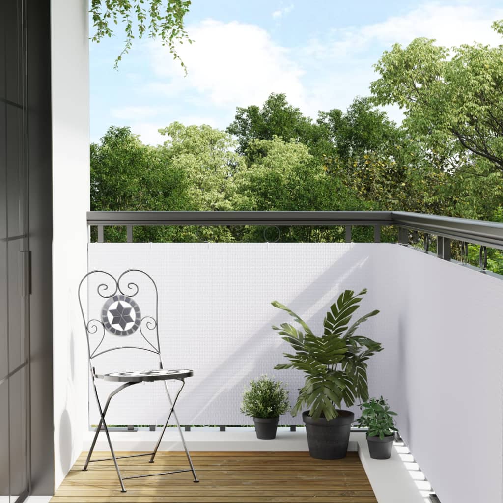 vidaXL Balcony Screen White 300x90 cm Poly Rattan