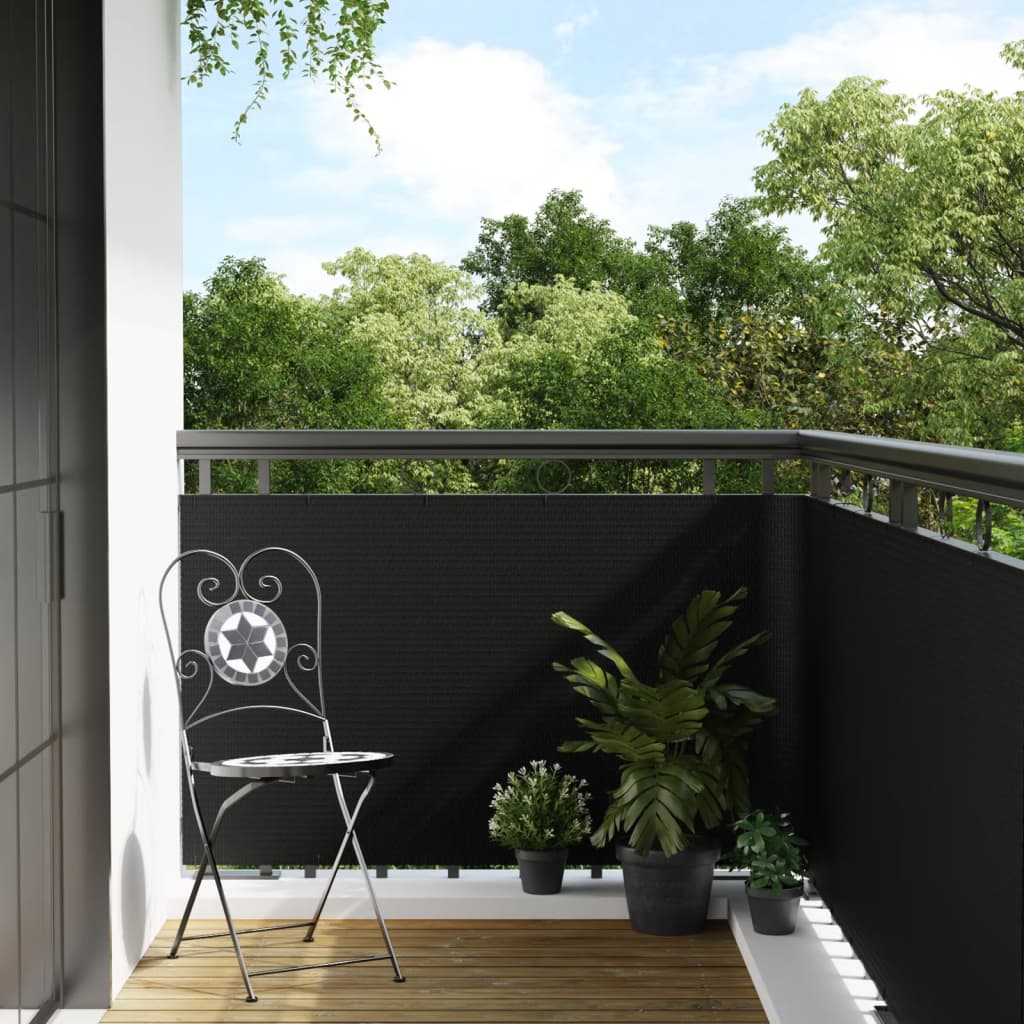 vidaXL Balcony Screen Black 300x80 cm Poly Rattan