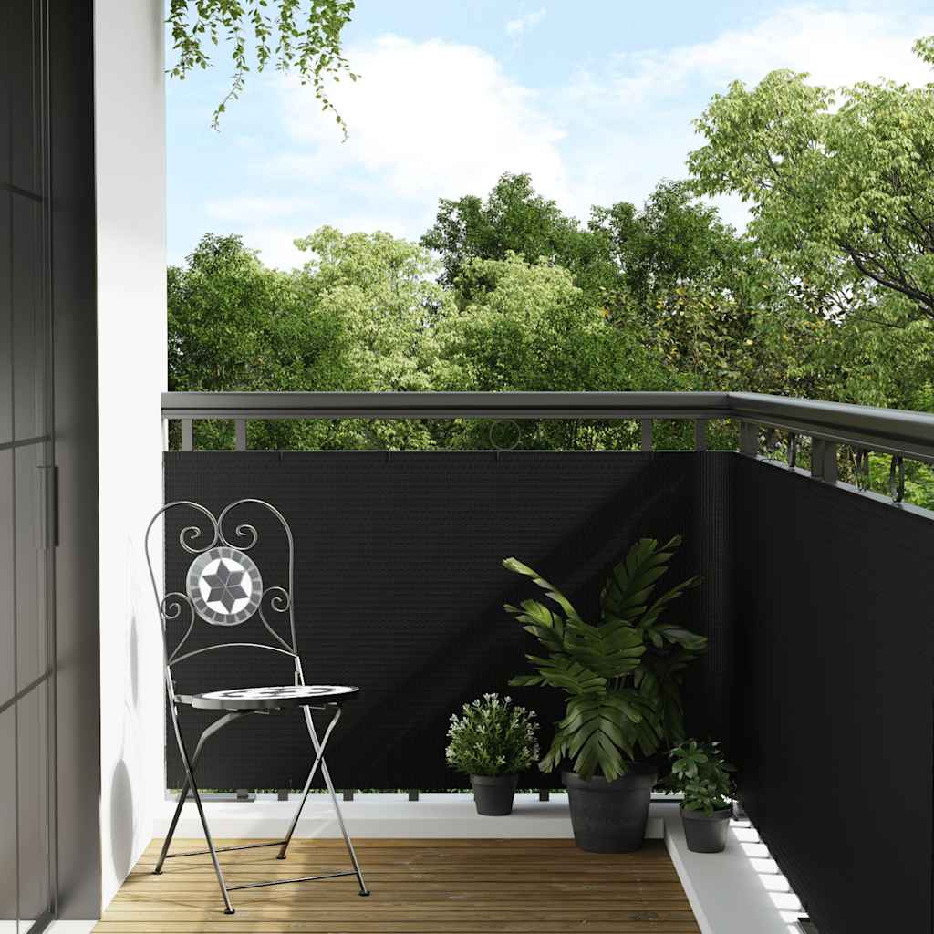 Balcony Screen Black 1000x100 cm Poly Rattan