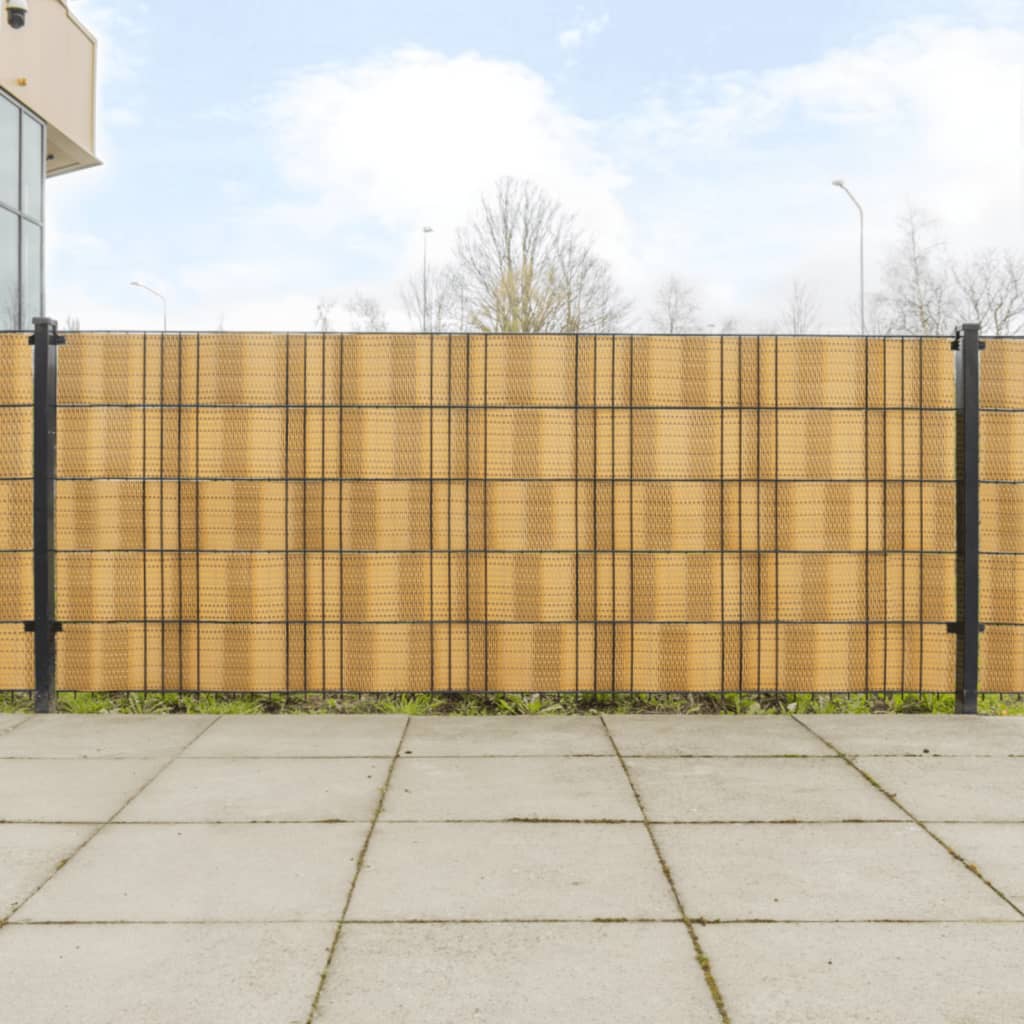 vidaXL Balcony Screens 10 pcs Light Brown 255x19 cm Poly Rattan