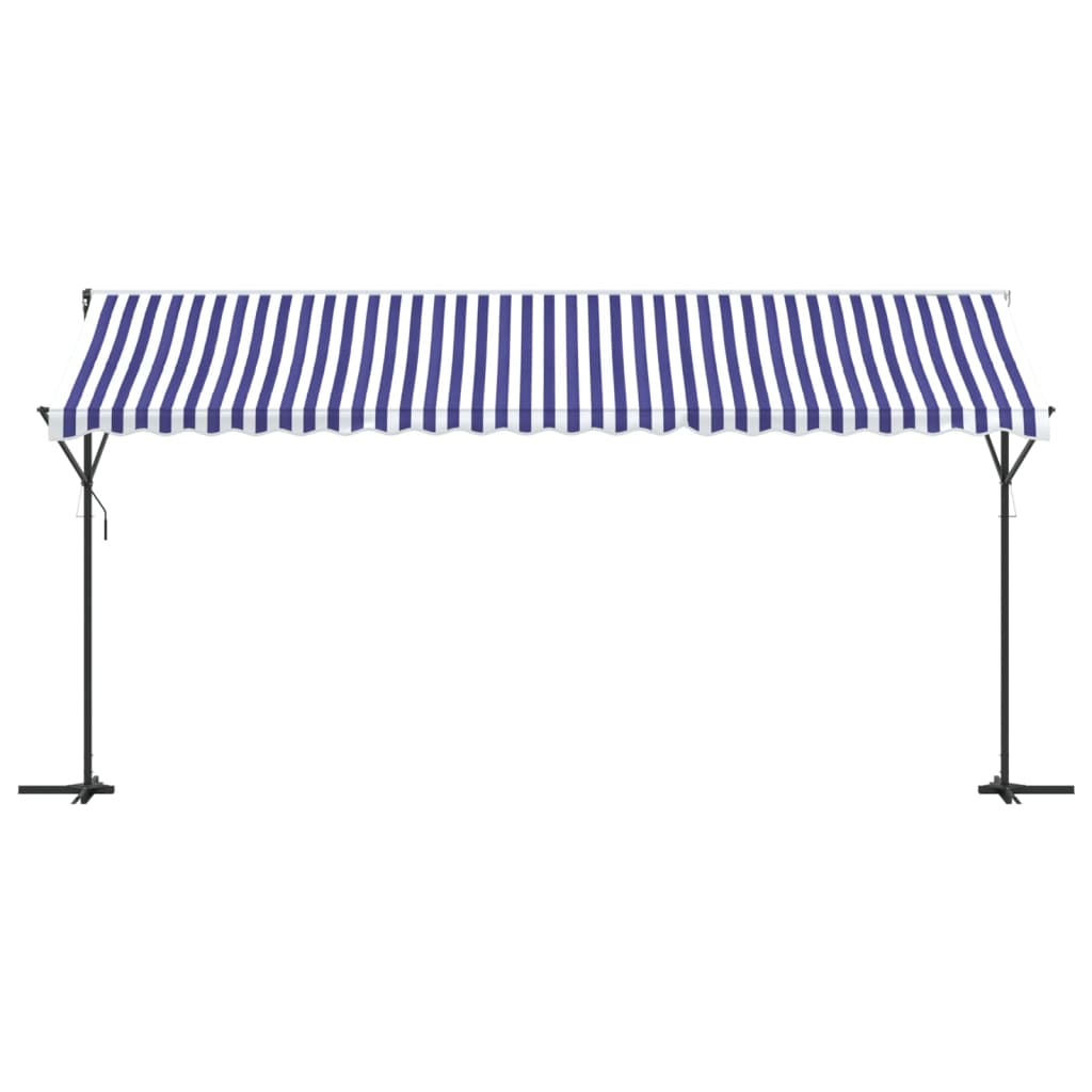 Free Standing Awning Blue and White 500x300 cm Fabric and Steel