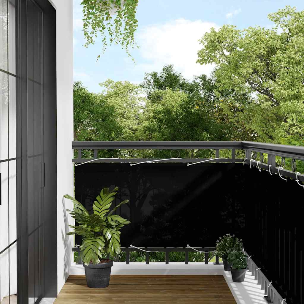 Balcony Screen Black 75x700 cm 100% Polyester Oxford